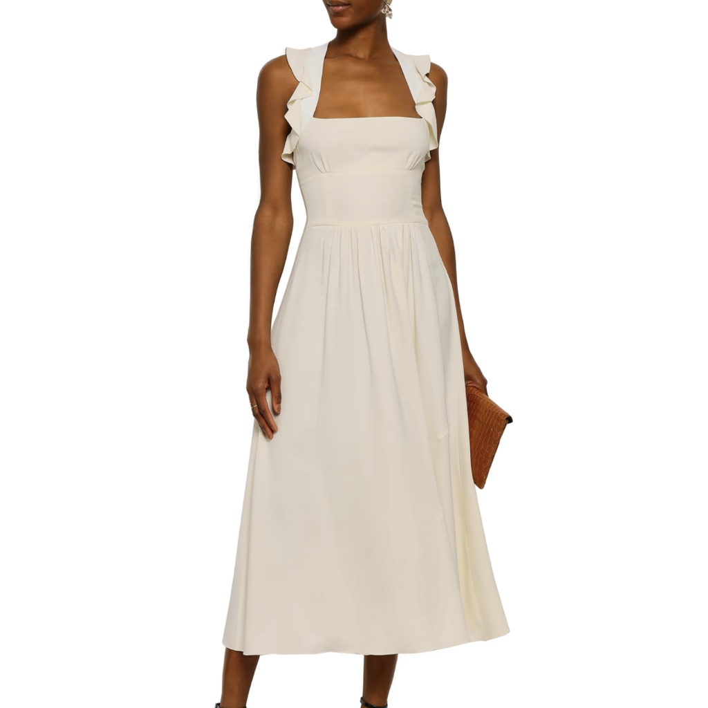 Victoria Beckham Leather Trim Maxi Dress